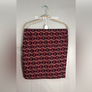 Geometric Black and Pink‎ Pencil Skirt